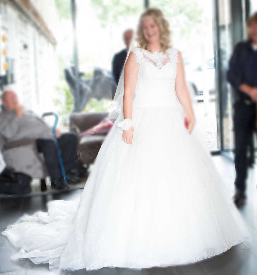 Adorable wedding dress Pronovias Ivory Regular Long V-neck New (Un-Altered) Tulle Size 40